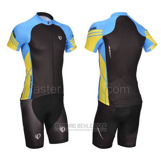 2014 Fahrradbekleidung Pearl Izumi Shwarz und Blau Trikot Kurzarm und Tragerhose - zum Schließen ins Bild klicken